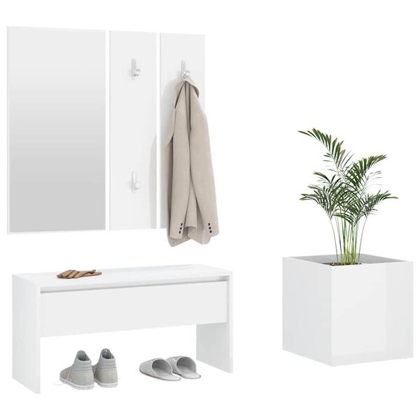vidaXL Set de muebles de recibidor madera contrachapada blanco brillo