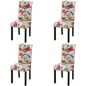 vidaXL Sillas de comedor 4 unidades tela multicolor