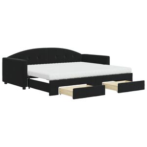 vidaXL Sof&aacute; cama nido con cajones terciopelo negro 90x200 cm
