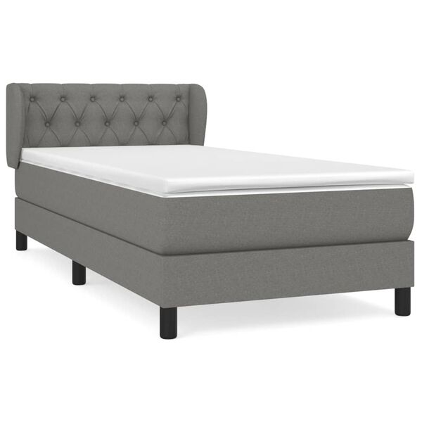 vidaXL Cama box spring con colch&oacute;n tela gris oscuro 80x200 cm