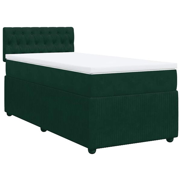 vidaXL Cama box spring con colch&oacute;n terciopelo verde oscuro 80x200 cm