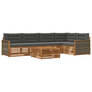 vidaXL Conjunto de sof&aacute;s de exterior 6 pcs Natural y Antracita