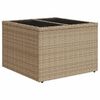 vidaXL Mesa de jardín superficie de vidrio ratán PE beige 55x55x37 cm