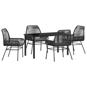 vidaXL Conjunto de Comedor de Jard&iacute;n 5 pcs Negro rat&aacute;n sint&eacute;tico
