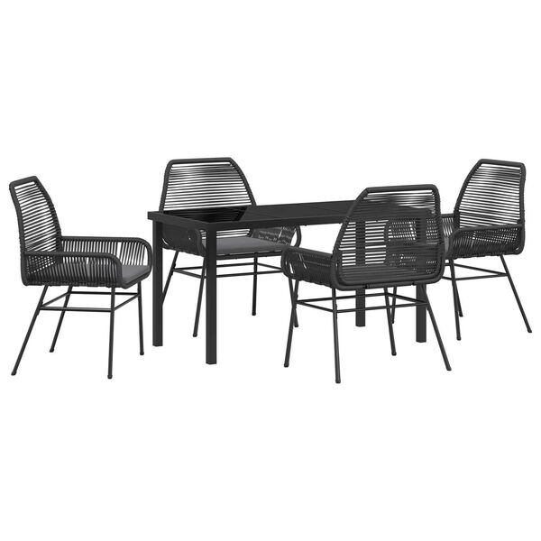 vidaXL Conjunto de Comedor de Jard&iacute;n 5 pcs Negro rat&aacute;n sint&eacute;tico