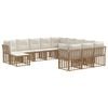 vidaXL Conjunto de sof&aacute;s de exterior 12 uds. Natural y Crema Poli&eacute;ster