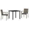 vidaXL Conjunto de Comedor de Jard&iacute;n 3 uds. Gris rat&aacute;n sint&eacute;tico