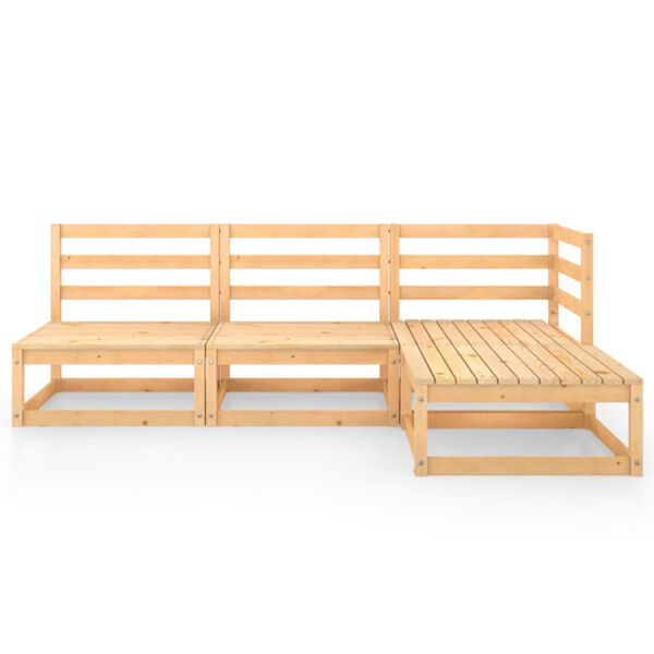 vidaXL Juego de muebles de jard&iacute;n 4 piezas madera maciza de pino