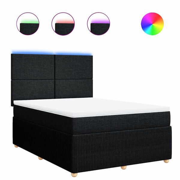 vidaXL Cama box spring con colch&oacute;n tela negro 160x200 cm
