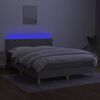 vidaXL Cama box spring colch&oacute;n y luces LED tela gris claro 140x190 cm