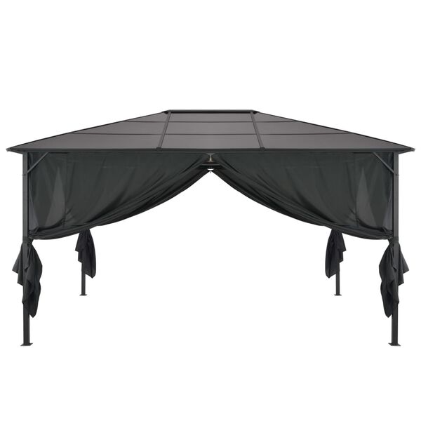 vidaXL Cenador con cortinas aluminio 4x3x2,6 m negro