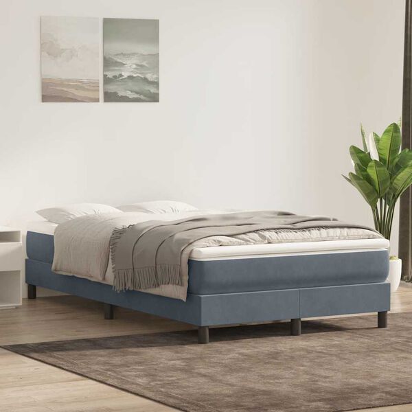 vidaXL Cama box spring con colch&oacute;n terciopelo gris oscuro 120x220 cm