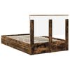 vidaXL Cama con almacenamiento con cabecera Roble ahumado 135 x 190 cm