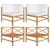 vidaXL Sofás de esquina 2 uds madera maciza teca y cojines color crema