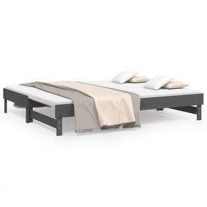 vidaXL Sof&aacute; cama extra&iacute;ble madera maciza de pino gris 2x(100x200) cm