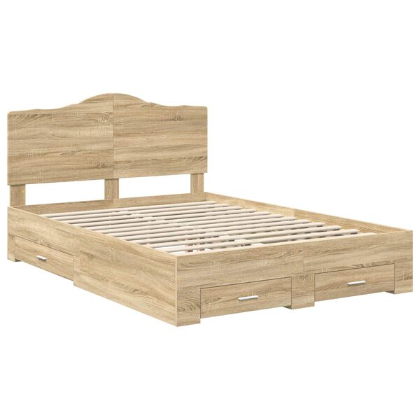 vidaXL Estructura de cama con cabecera Roble Sonoma 140 x 200 cm