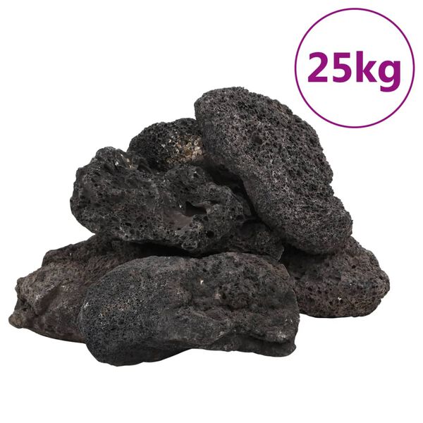 vidaXL Rocas volc&aacute;nicas negras 25 kg 10-30 cm