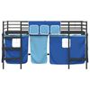 vidaXL Estructura de Cama Alta para Ni&ntilde;os con Cortinas Negro y azul