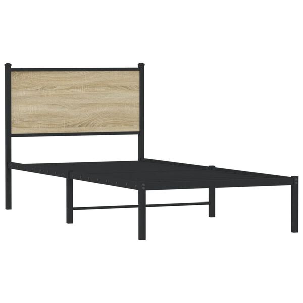 vidaXL Estructura de cama sin colchón metal roble Sonoma 90x190 cm