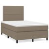 vidaXL Cama box spring con colch&oacute;n y LED tela gris taupe 120x190 cm