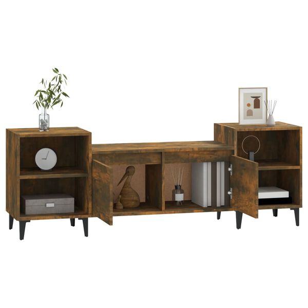 vidaXL Mueble para TV madera contrachapada roble ahumado 160x35x55 cm