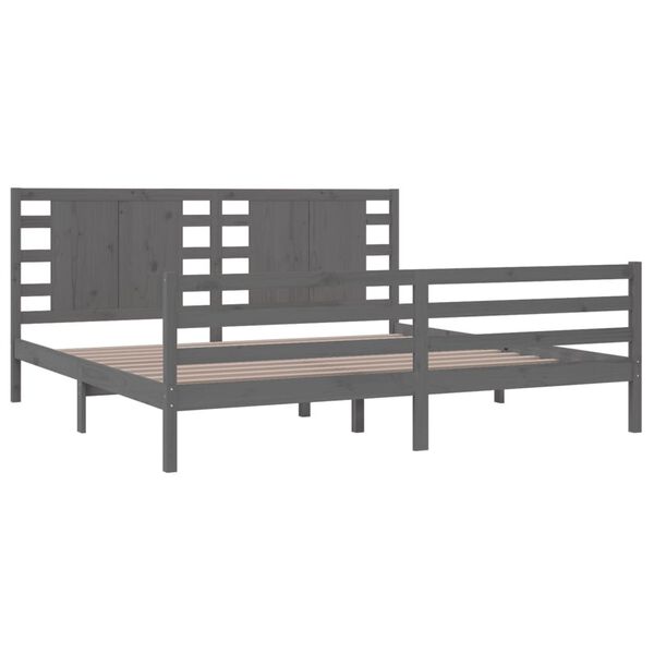 vidaXL Estructura de cama de madera maciza de pino gris 200x200 cm