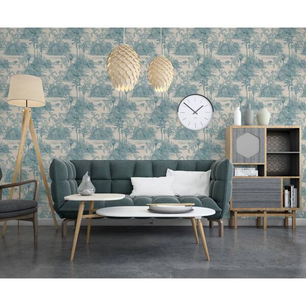 DUTCH WALLCOVERINGS Papel pintado Tropical beige y azul claro
