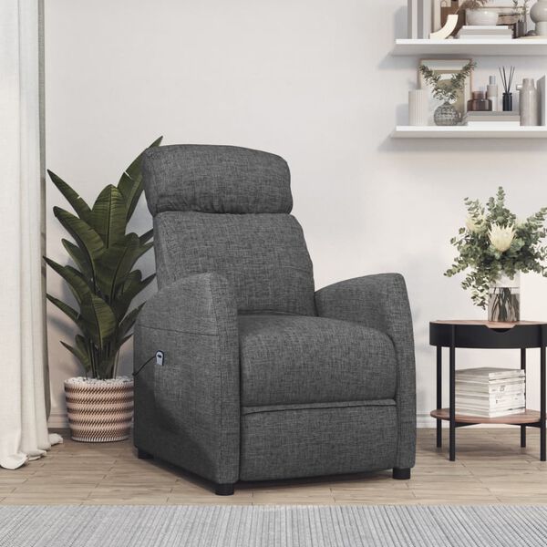 vidaXL Sill&oacute;n reclinable el&eacute;ctrico de tela gris oscuro