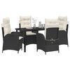 vidaXL Conjunto de Comedor de Jard&iacute;n 5 pcs Negro rat&aacute;n sint&eacute;tico