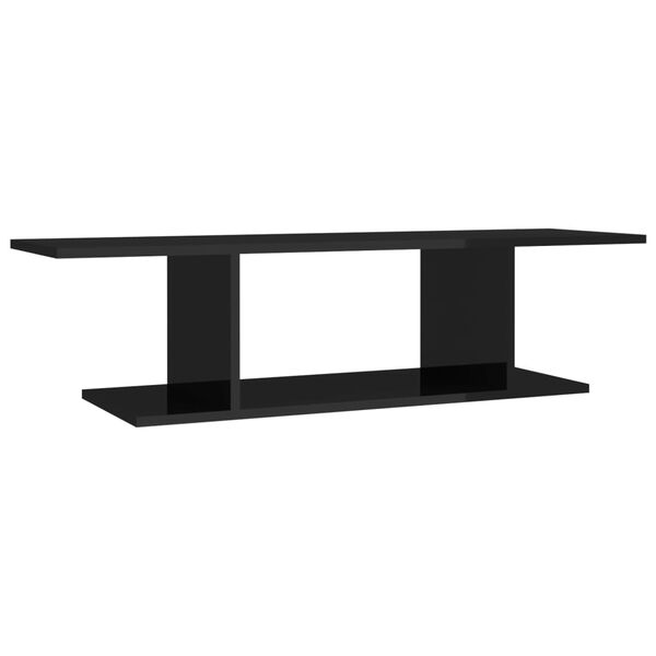 vidaXL Mueble de TV de pared negro brillo 103x30x26,5 cm