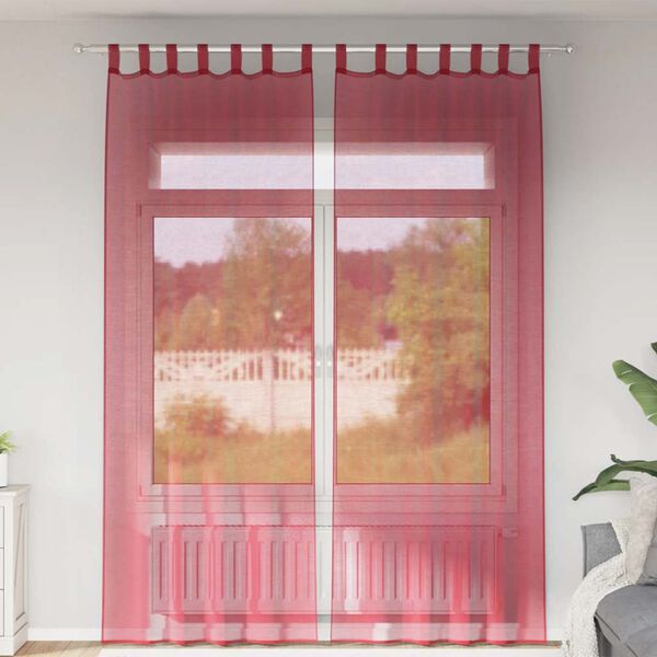 vidaXL Cortinas de gasa con bolsillos para varillas 2 uds. rojo vino