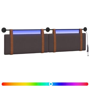 vidaXL Cabecero colgante Con luz LED Marr&oacute;n Oscuro PU antiguo