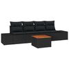 vidaXL Conjunto de sof&aacute;s de jard&iacute;n 5 pcs Negro rat&aacute;n sint&eacute;tico