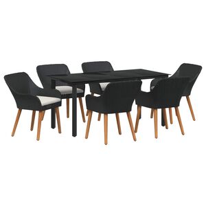 vidaXL Conjunto de Comedor de Jardín 7 pcs Negro ratán sintético