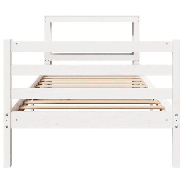 vidaXL Estructura de cama sin colch&oacute;n madera maciza blanca 90x190 cm