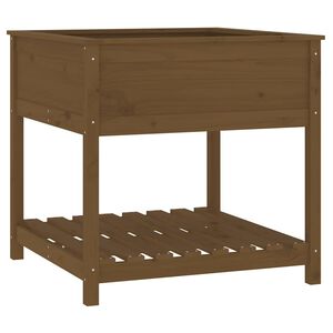 vidaXL Jardinera con estante madera maciza pino marr&oacute;n 82,5x82,5x81 cm