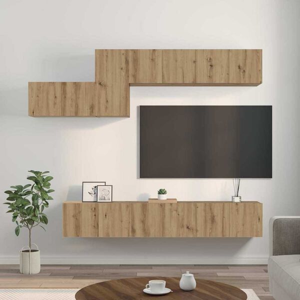 vidaXL Conjunto de mueble de TV 7 pcs Roble artisan 60 x 30 x 30 cm