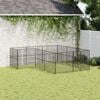 vidaXL Corralito para perros con 12 paneles acero galvanizado negro