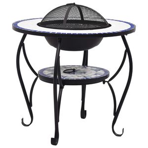 vidaXl Brasero de mosaico cer&aacute;mica azul y blanco 68 cm