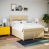 vidaXL Cama box spring con colch&oacute;n tela color crema 140x190 cm