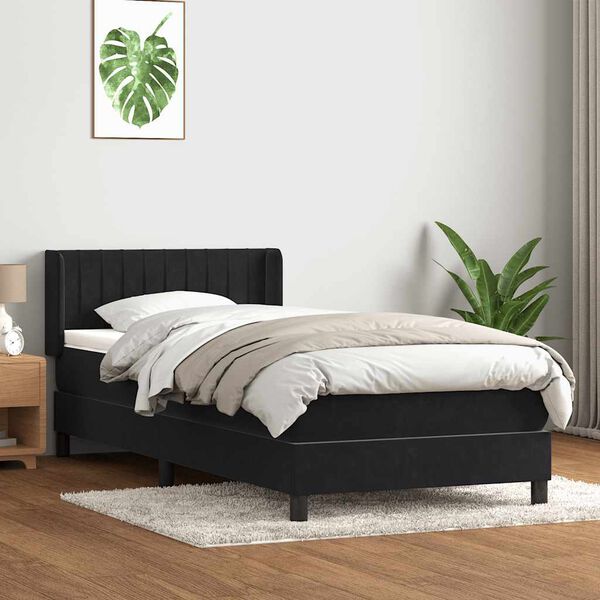 vidaXL Cama box spring con colch&oacute;n cuero sint&eacute;tico negro 80x210 cm