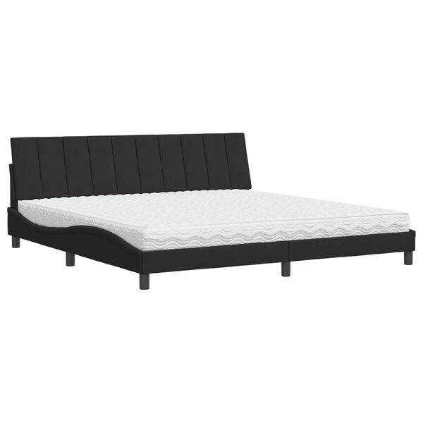 vidaXL Cama con colchón Hanko terciopelo negro 200x200 cm
