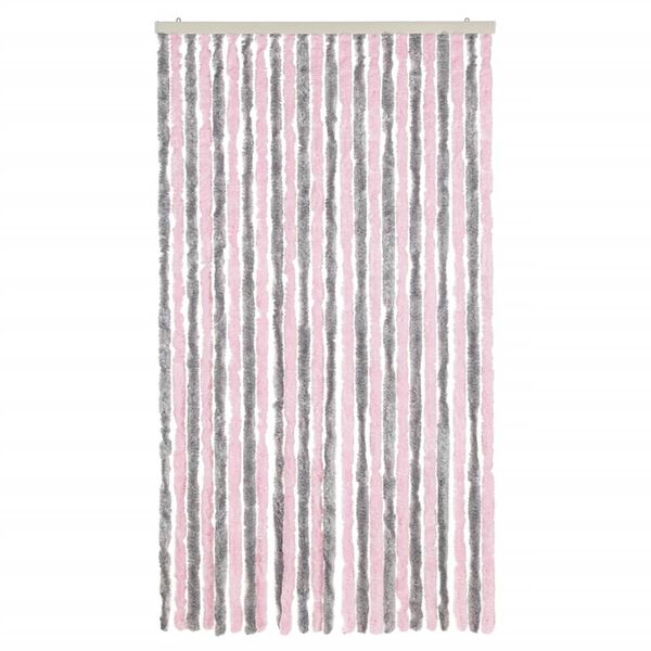 vidaXL Cortina antimoscas chenilla gris plateado y rosa 100x230 cm