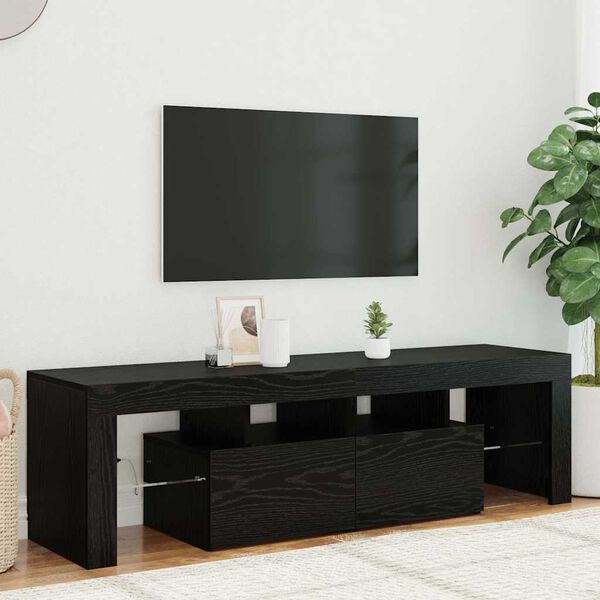vidaXL Mueble de TV con luces LED roble negro 140x36,5x40 cm