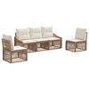 vidaXL Conjunto de sof&aacute;s de jard&iacute;n 5 uds. Beige rat&aacute;n sint&eacute;tico