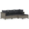 vidaXL Set de muebles de jard&iacute;n 4 pzas y cojines rat&aacute;n sint&eacute;tico gris