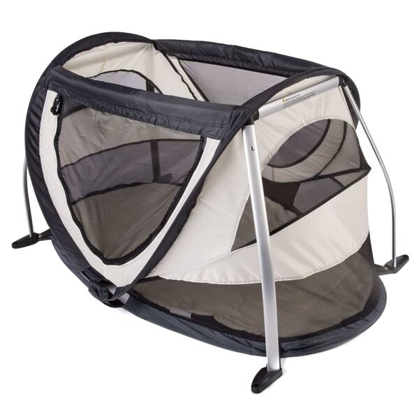 DERYAN Cuna de viaje desplegable PeuterBox con mosquitera color crema