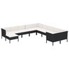 vidaXL Set de muebles de jard&iacute;n 11 pzas cojines rat&aacute;n sint&eacute;tico negro