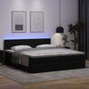 vidaXL Cama otomana colchón y LED cuero sintético negro 180x200 cm