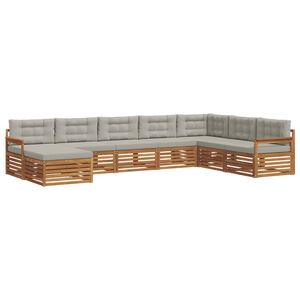 vidaXL Conjunto de sof&aacute;s de exterior 8 pcs Gris Natural y Claro